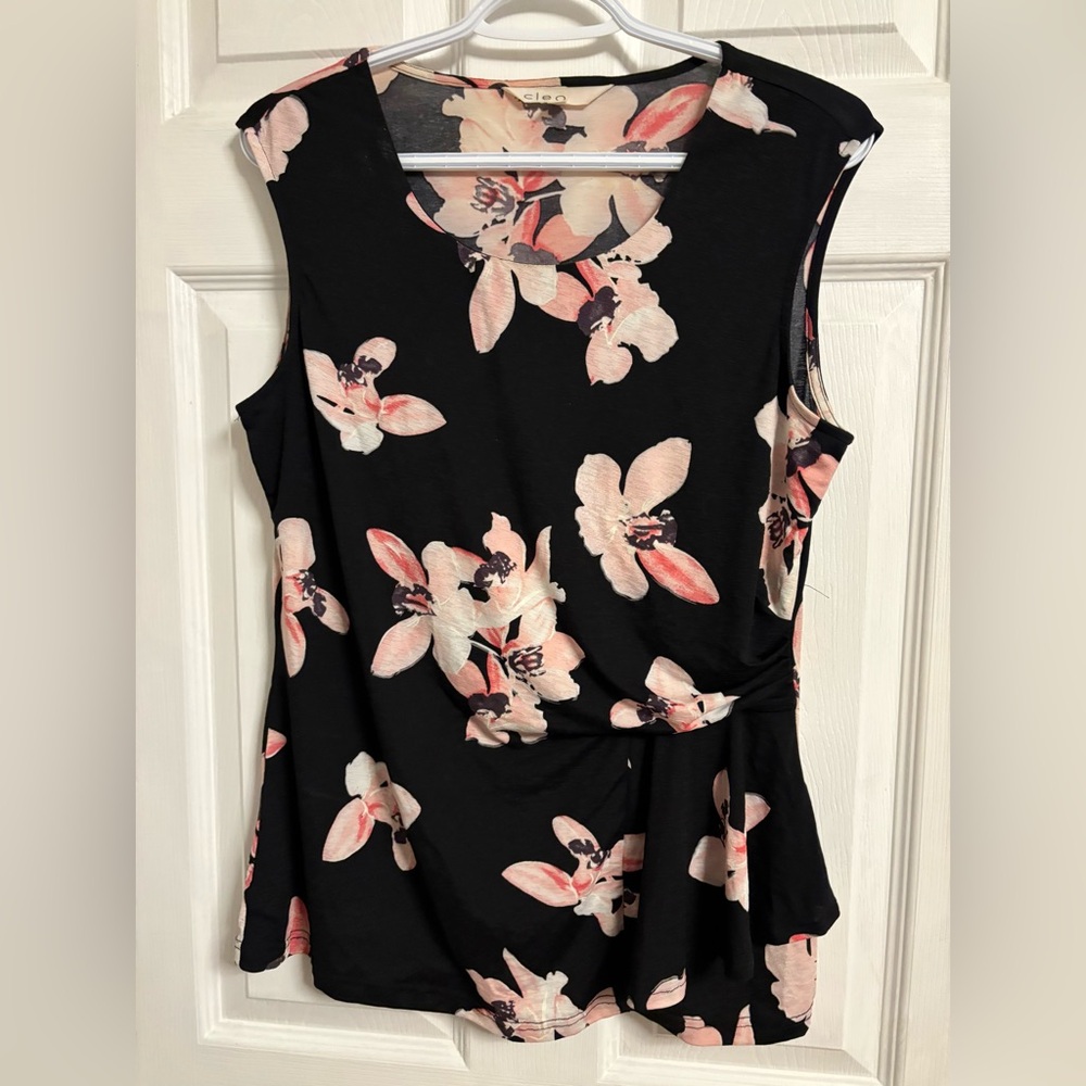 Cato Black and Pink Floral Blouse